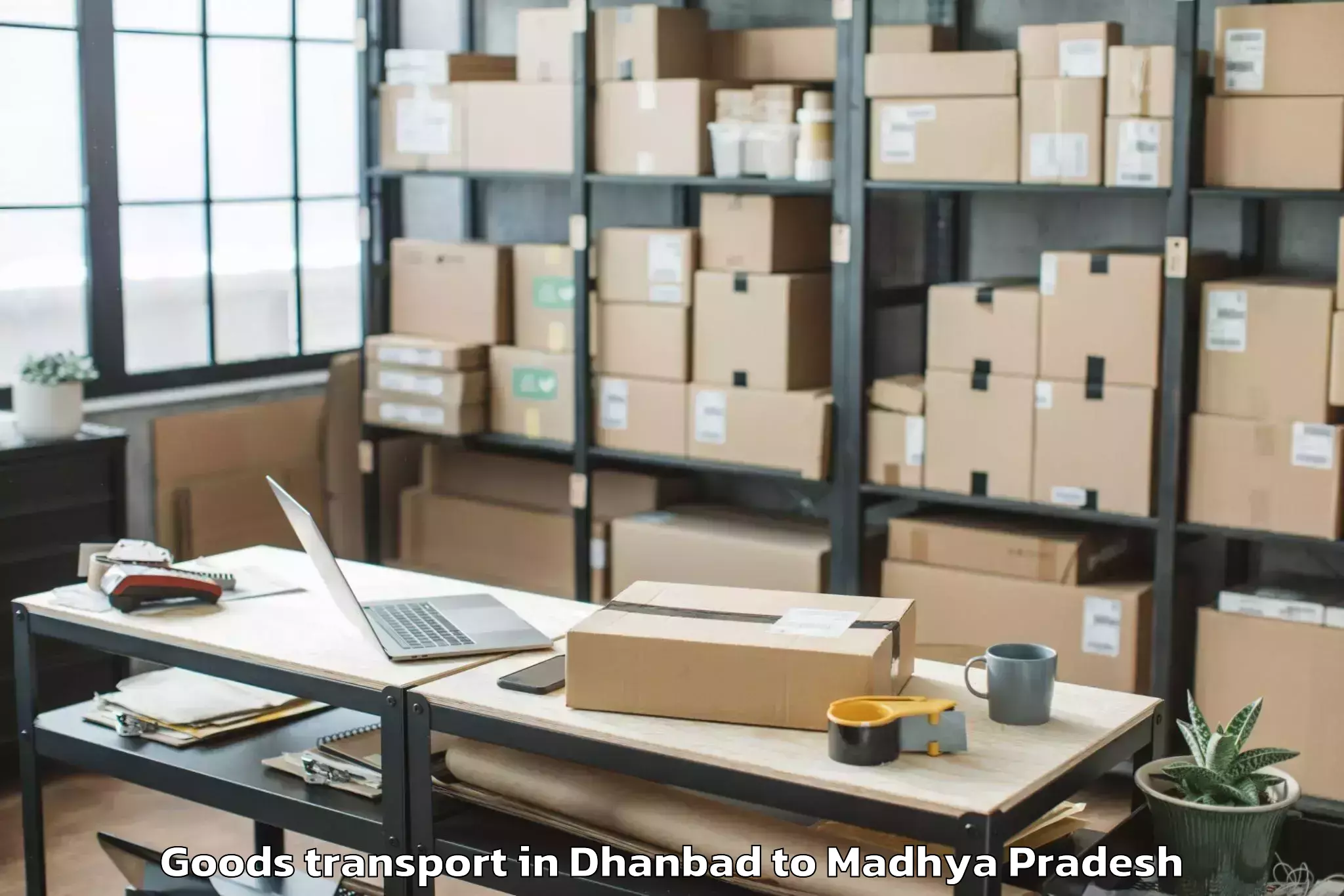 Book Your Dhanbad to Alot Goods Transport Today